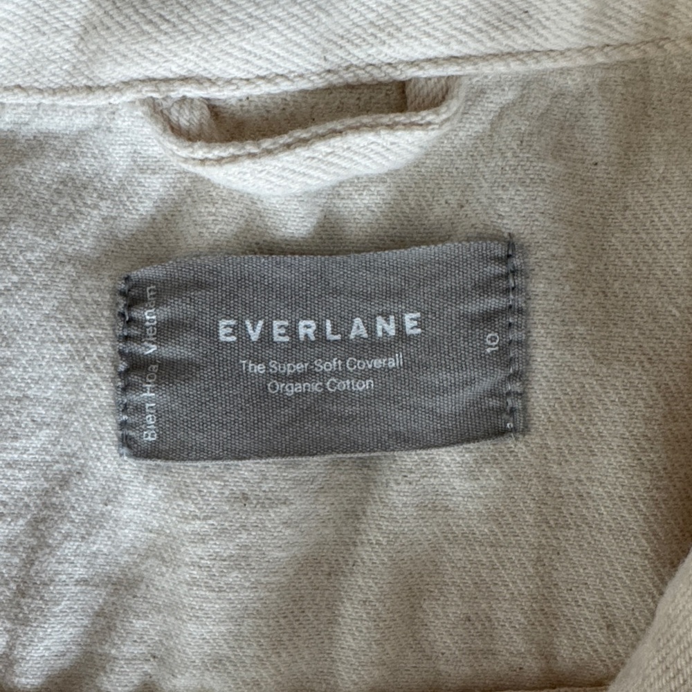 Everlane The Super-Soft Coverall Organic Cotton Women's Cream Jumpsuit Size 10 - Picture 7 of 12